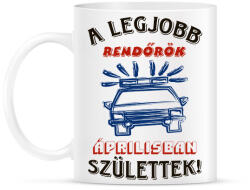 printfashion Rendőr szülinapja április színes - Bögre - Fehér (5718739)