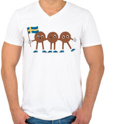 printfashion Svéd húsgolyók - Férfi V-nyakú póló - Fehér (4173103)
