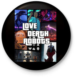 printfashion Love Death & Robots - Kitűző, hűtőmágnes - Fekete (7162371)