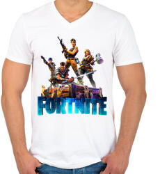 printfashion Fortnite poster 6 - Férfi V-nyakú póló - Fehér (11271527)