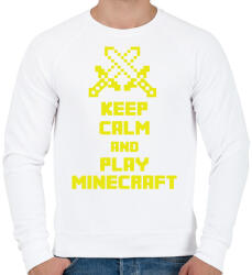 printfashion Keep calm and Minecraft - Férfi pulóver - Fehér (2557362)