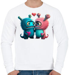 printfashion Vicces Szörnyecskés - cuki, csúnya, szerelmes minta - Férfi pulóver - Fehér (11865793)
