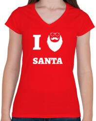 printfashion ilovesanta - Női V-nyakú póló - Piros (10733730)