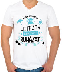 printfashion Rossz időjárás nem létezik - Férfi V-nyakú póló - Fehér (7438032)