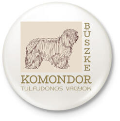printfashion Büszke tulajdonos - Komondor - Kitűző, hűtőmágnes - Fehér (6303629)
