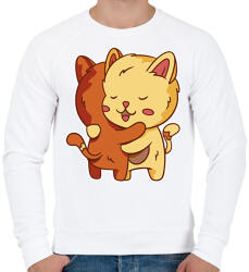 printfashion Macska ölelés - Férfi pulóver - Fehér (6118061)