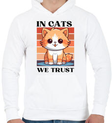 printfashion In Cats We Trust - Férfi kapucnis pulóver - Fehér (16786971)