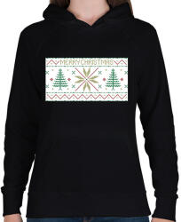 printfashion Karácsony mintázat - Női kapucnis pulóver - Fekete (104936)