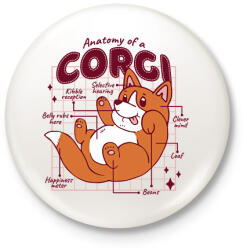 printfashion Corgi anatómia - Kitűző, hűtőmágnes - Fehér (13390100)