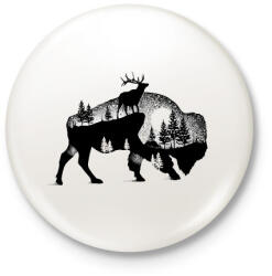 printfashion Bölény - Kitűző, hűtőmágnes - Fehér (3081428)