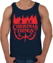 printfashion Stranger things christmas things piros - Férfi atléta - Sötétkék (5644361)