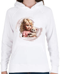 printfashion Kislány cicával - Női kapucnis pulóver - Fehér (14677948)