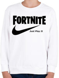 printfashion Fortite Just Play It Fekete - Gyerek pulóver - Fehér (937869)