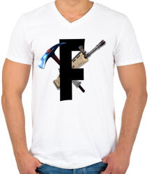 printfashion fortnite - Férfi V-nyakú póló - Fehér (1219111)