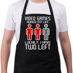 printfashion Video Games ruined my life - Luckily I have two left - Kötény - Fekete (5783136)