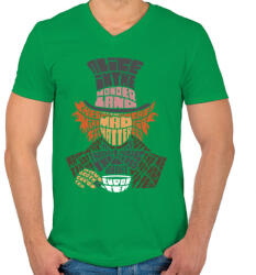 printfashion Kalapos - Férfi V-nyakú póló - Zöld (70722)