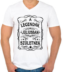 printfashion A legendák júliusban születnek - Férfi V-nyakú póló - Fehér (7406149)