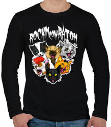 printfashion Rockmeowraton - Férfi hosszú ujjú póló - Fekete (299642)