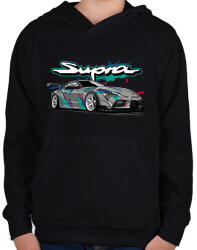 printfashion Toyota Supra - Gyerek kapucnis pulóver - Fekete (11631095)