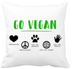 printfashion Go vegan - Párnahuzat, Díszpárnahuzat - Fehér (12697613)