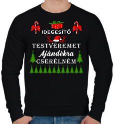 printfashion Idegesítő testvéremet ajándékra cserélném - Férfi pulóver - Fekete (10951281)