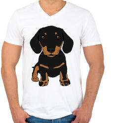 printfashion Tacskó - Férfi V-nyakú póló - Fehér (13013761)