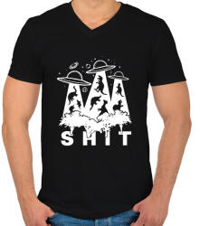 printfashion Elrabolt dínók - Férfi V-nyakú póló - Fekete (8751395)
