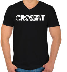 printfashion Crossfit fehér - Férfi V-nyakú póló - Fekete (11717707)