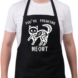 printfashion Freaking meowt - Kötény - Fekete (7853454)