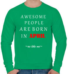 printfashion A legkúlabb emberek áprilisban születnek - úgy mint én - Férfi pulóver - Zöld (1295897)