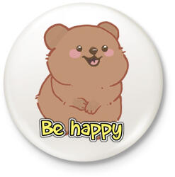 printfashion Be happy quokka - Kitűző, hűtőmágnes - Fehér (13946751)