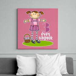 printfashion 3 éves vagyok" kislányoknak - Vászonkép - Rózsaszín (13456399)