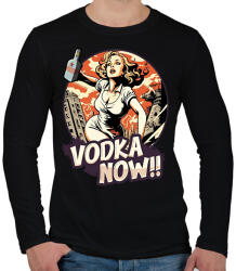 printfashion Óriás nő vodkával - Férfi hosszú ujjú póló - Fekete (12001298)