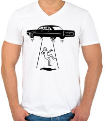 printfashion Ufó rablás - Férfi V-nyakú póló - Fehér (2642227)