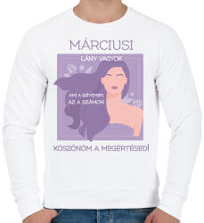 printfashion Márciusi lány vagyok2 - Férfi pulóver - Fehér (6234046)