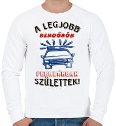 printfashion REndőr szülinapja február színes - Férfi pulóver - Fehér (5717677)