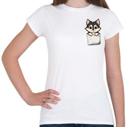 printfashion Cuki Husky Zsebben - Női póló - Fehér (16724283)