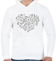 printfashion Karácsonyi szív - Férfi kapucnis pulóver - Fehér (14613791)
