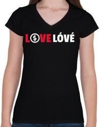 printfashion LOVE LÓVÉ 2 - Női V-nyakú póló - Fekete (10845803)