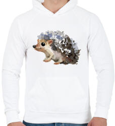 printfashion Watercolor Hedgehog - Férfi kapucnis pulóver - Fehér (1734031)