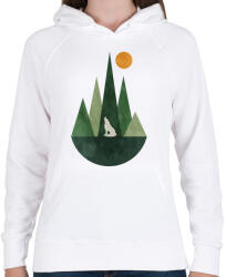 printfashion Farkas és a hegyek 4 - Női kapucnis pulóver - Fehér (5233514)