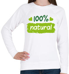 printfashion 100% natural felirat - Női pulóver - Fehér (1039461)