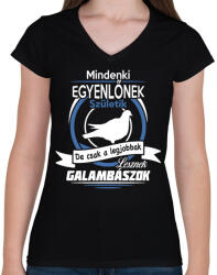 printfashion Legjobbak lesznek galambászok - Női V-nyakú póló - Fekete (4590398)