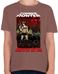 printfashion Zombi vadász - Gyerek póló - Mogyoróbarna (208183)