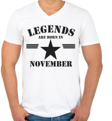 printfashion Legends are born in november - Férfi V-nyakú póló - Fehér (5172915)