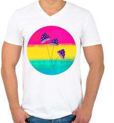 printfashion Gombácskák - Férfi V-nyakú póló - Fehér (5220871)