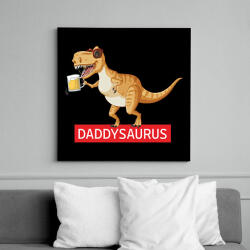 printfashion Daddysaurus - Vászonkép - Fekete (6932300)