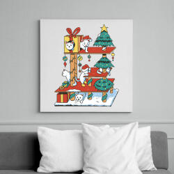 printfashion Karácsonyi cica ház - Vászonkép - Fehér (10774238)