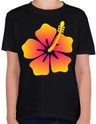 printfashion Hibiscus - Gyerek póló - Fekete (1278191)