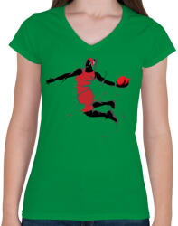 printfashion Basketball girls - Női V-nyakú póló - Zöld (2569051)